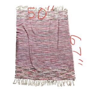 Storehouse Woven Fringe‎ Throw Blanket BOHO Chic Rainbow Pastel Cotton Acrylic